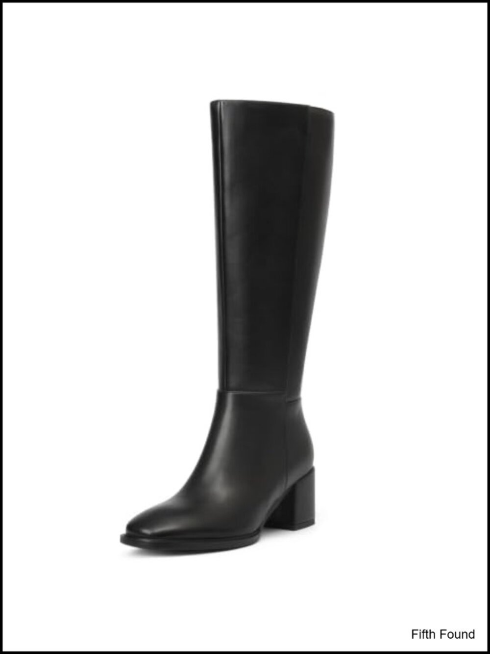 Knee High Boots Women Low Block Heel Round Toe Side Zipper Faux Leather